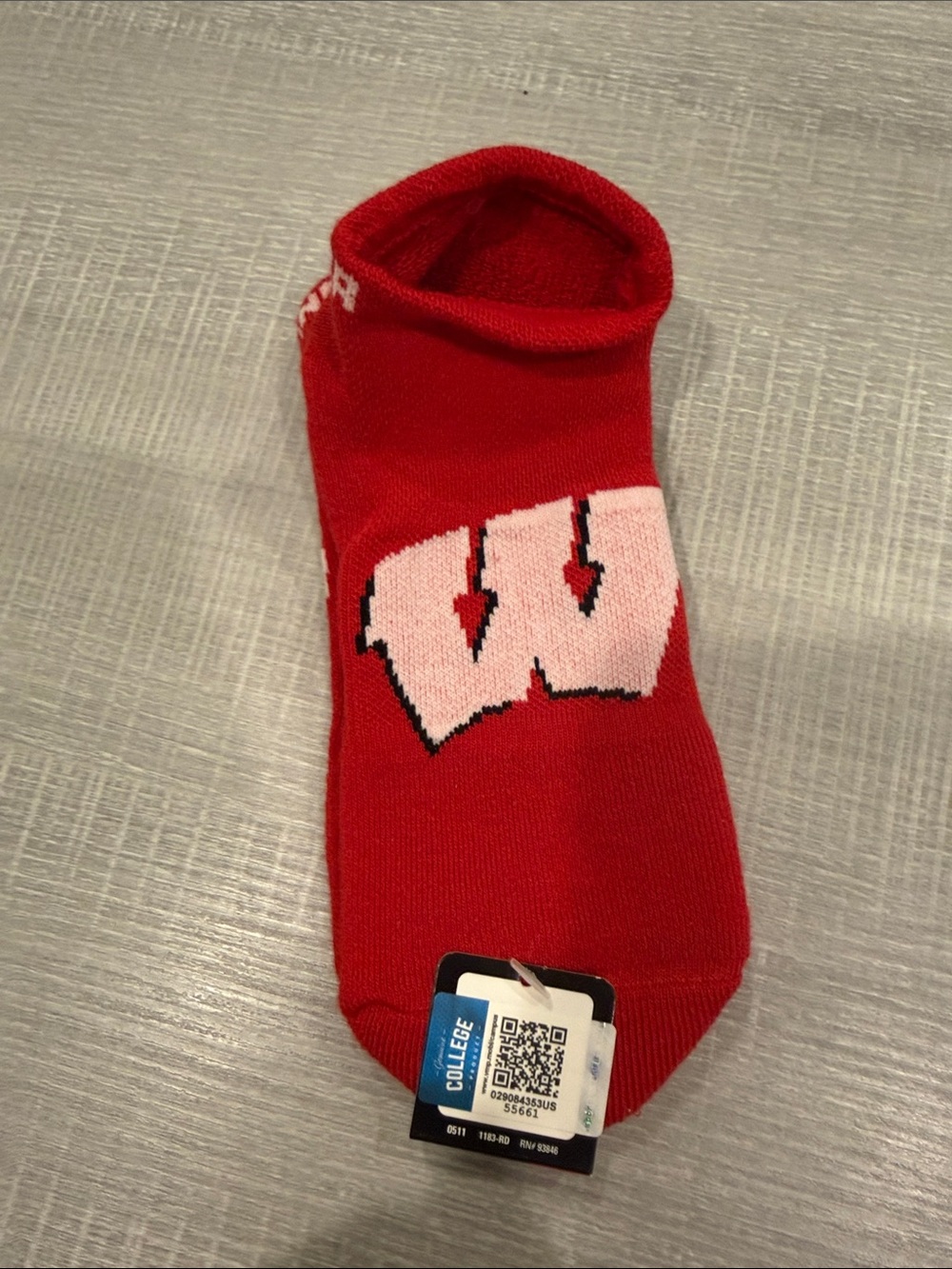 Red UW  Madison Wisconsin 'W' Low-Cut Sock by Under Armour. Women’s size s